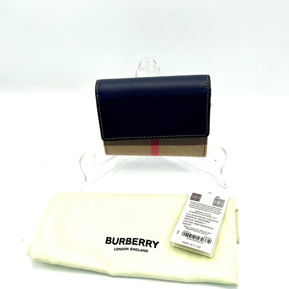 Burberry Handbags - Burberry Navy Lancaster Canvas Trifold Wallet #1115